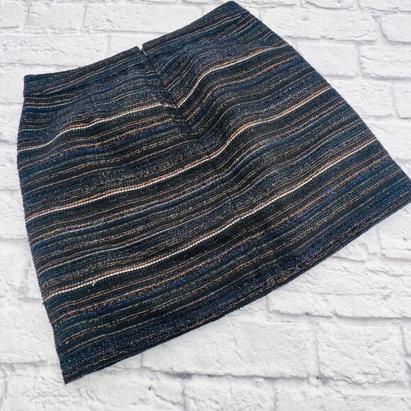 J. Crew Factory Metallic Tweed Mini Skirt Women's Size 2 Black Multi Stripe - Picture 9 of 9
